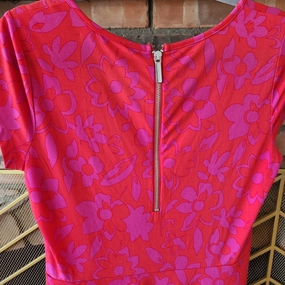 MICHAEL Michael Kors Red & Purple Floral Pastel Sleveless Mini Dress. Medium - Picture 9 of 11